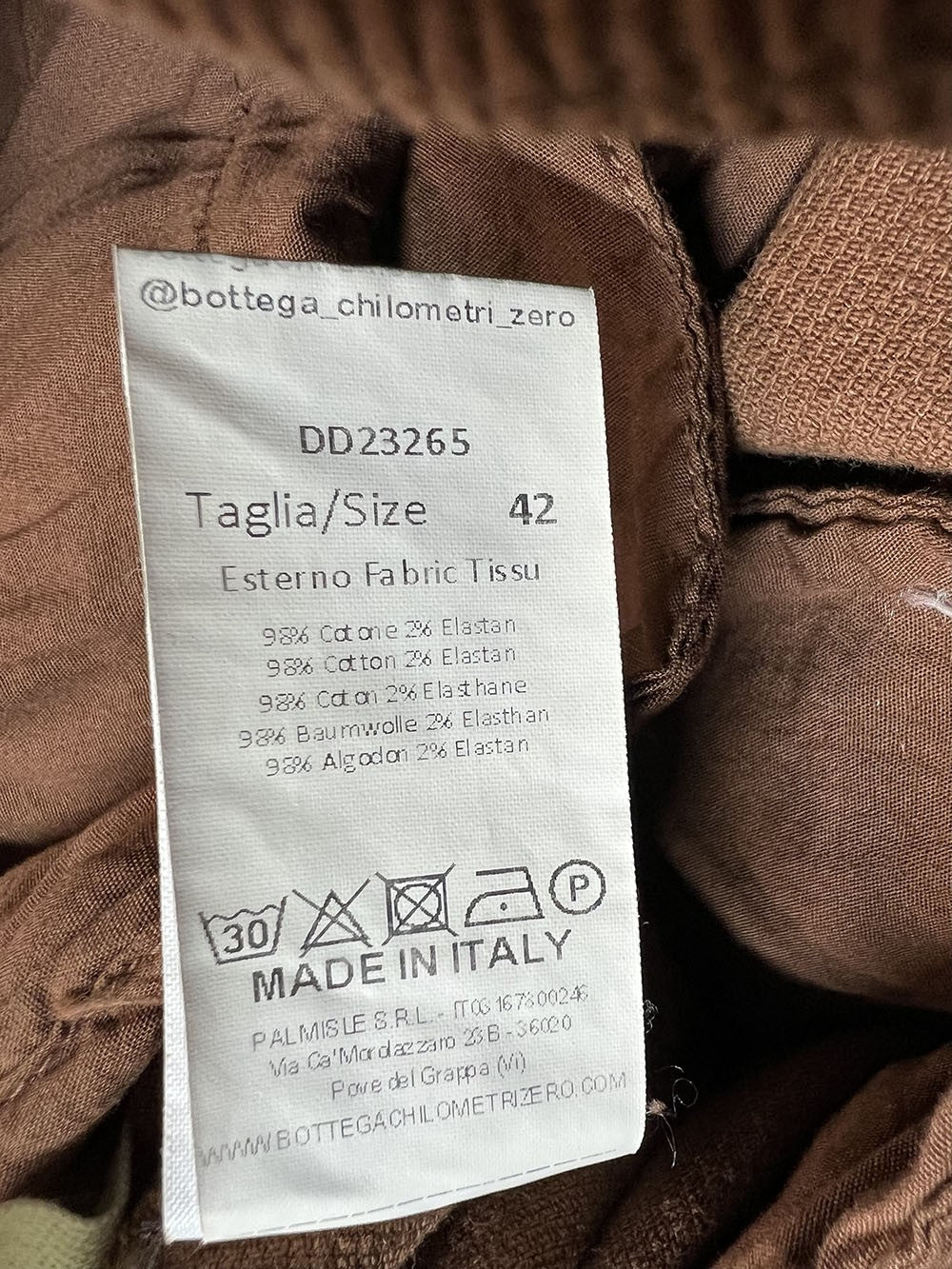 4.10 by BottegaChilometriZero pantalone donna velluto millerighe DD23265 PERU’ MADE IN ITALY