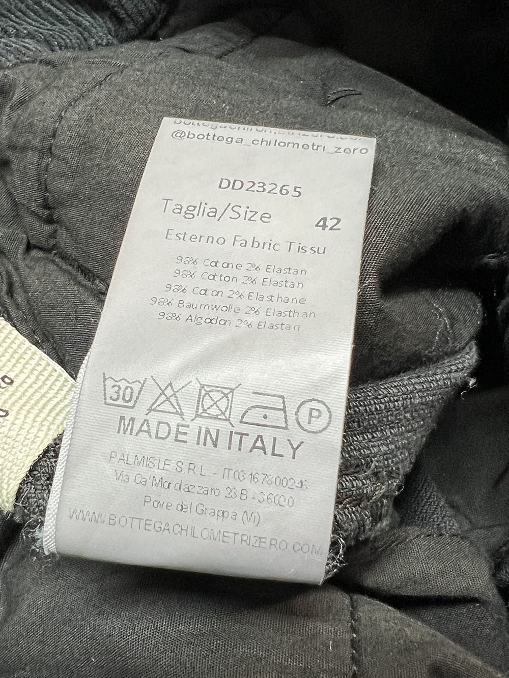 4.10 by BottegaChilometriZero pantalone donna velluto millerighe DD23265 PERU’ MADE IN ITALY