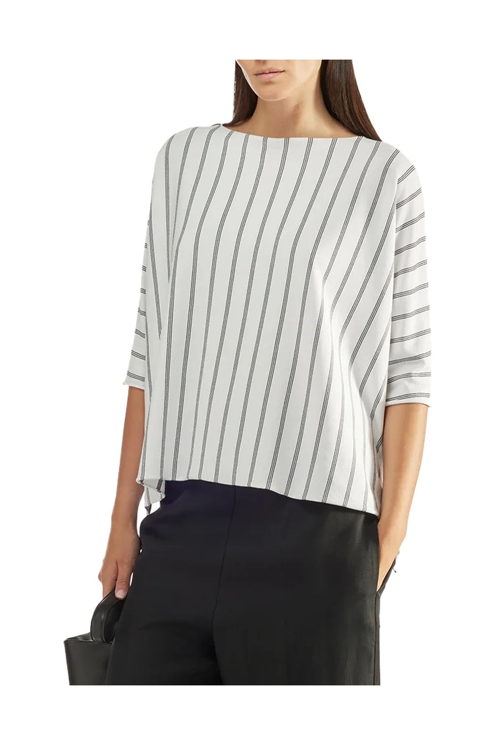 LIVIANA CONTI maglia over righe AO1-Y bianco/nero L5SA57 WILMA MADE IN ITALY