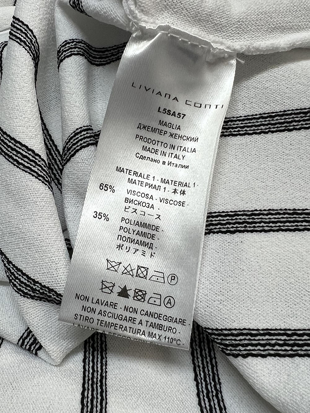 LIVIANA CONTI maglia over righe AO1-Y bianco/nero L5SA57 WILMA MADE IN ITALY