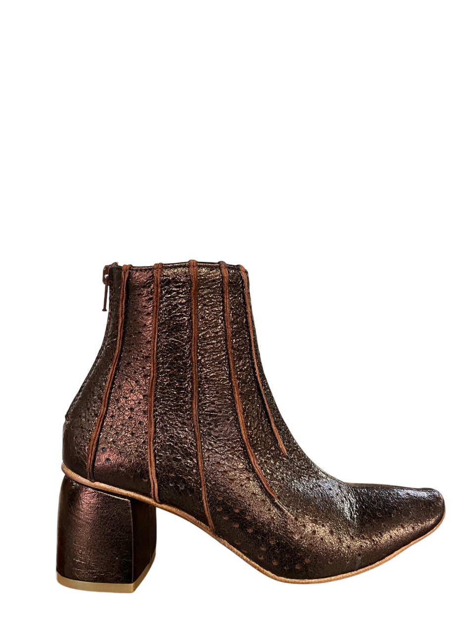 KUDETA’ stivale donna basso laminato cioccolato 514505 LAME’ MADE IN ITALY