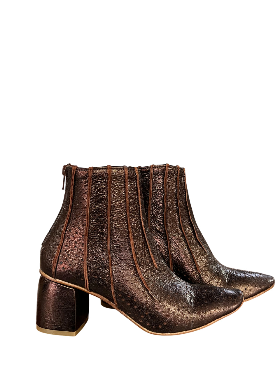 KUDETA’ stivale donna basso laminato cioccolato 514505 LAME’ MADE IN ITALY