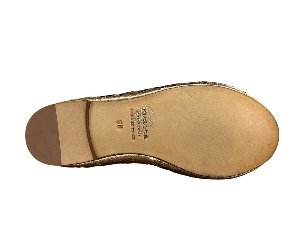 KUDETA’ scarpa donna traforata laminata oro 314102 LAME’ MADE IN ITALY