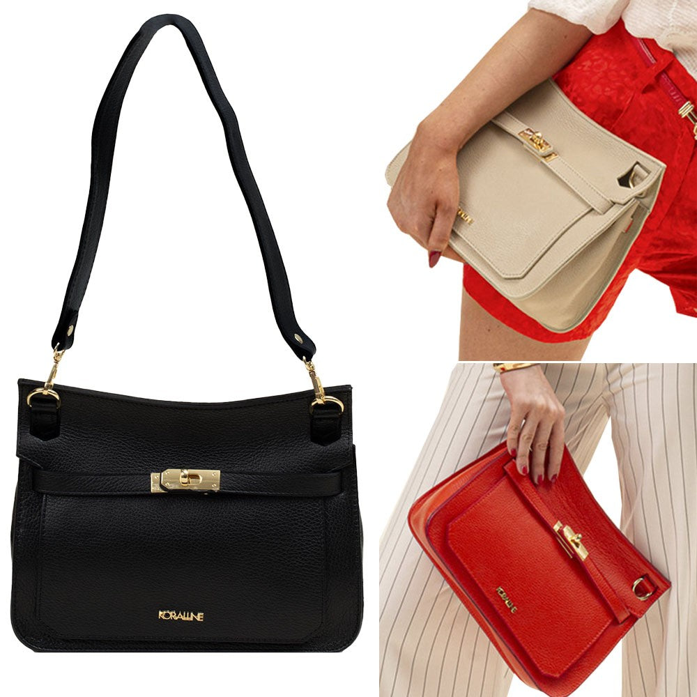 KORALLINE borsa donna pelle martellata 915 100% pelle MADE IN ITALY