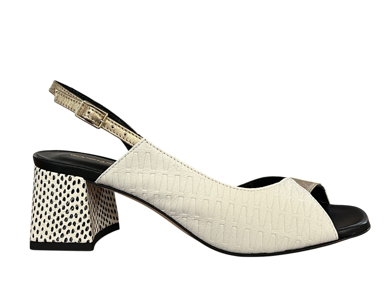 GIANMARCO SORELLI sandalo multimateriale burro/oro 3007/ROMY MADE IN ITALY