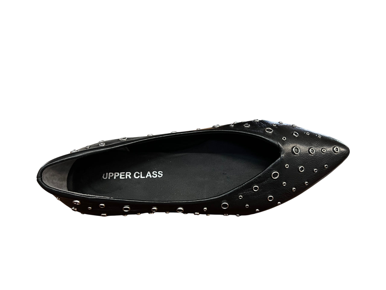 UPPER CLASS ballerina pelle nera con borchie argento a punta 4101 MADE IN ITALY