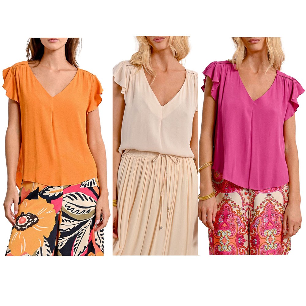 MOLLY BRACKEN blusa donna LA1472DE scollo a v