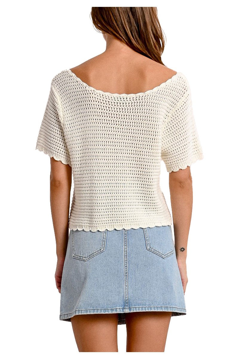MOLLY BRACKEN cardigan donna cropped crochet N213DE 55% cotone 45% acrilico