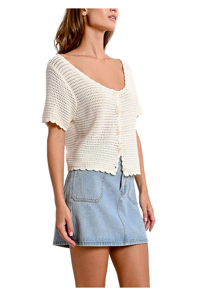 MOLLY BRACKEN cardigan donna cropped crochet N213DE 55% cotone 45% acrilico