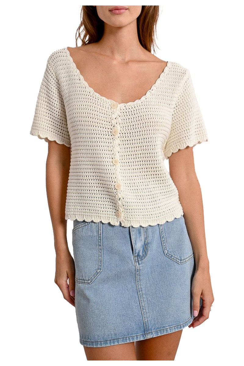 MOLLY BRACKEN cardigan donna cropped crochet N213DE 55% cotone 45% acrilico