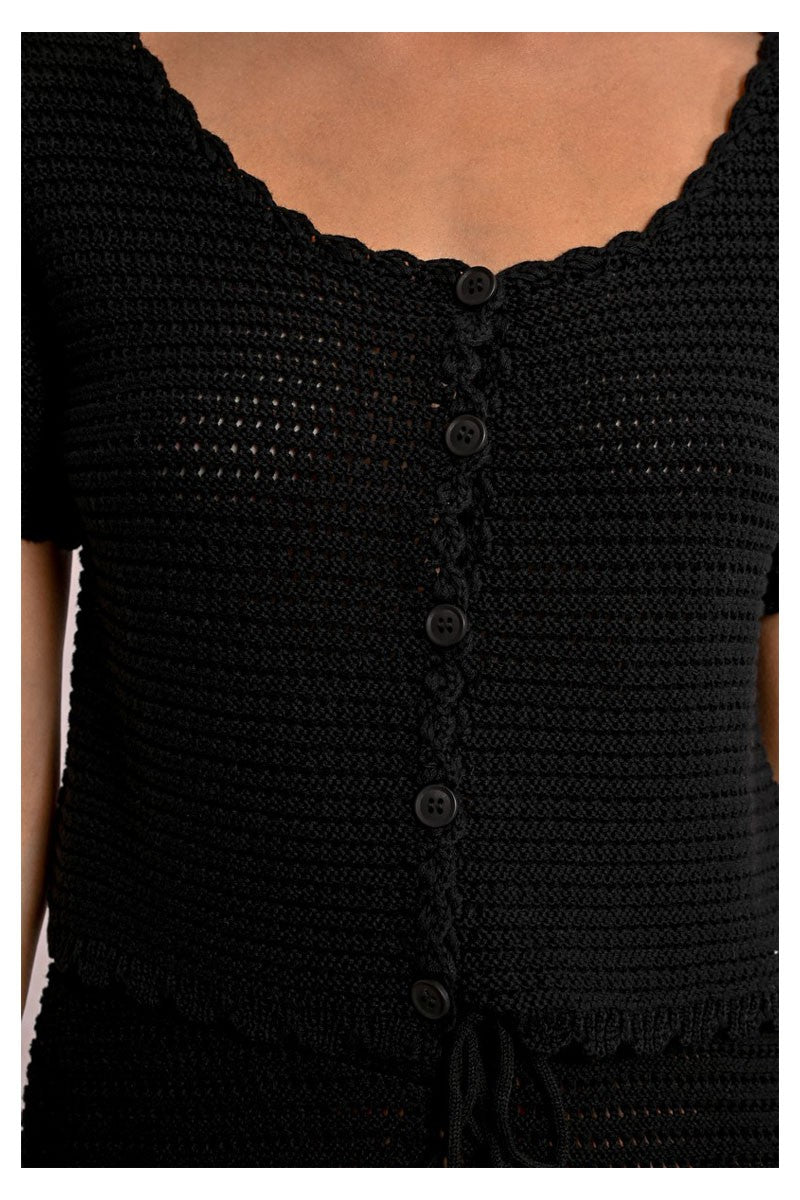 MOLLY BRACKEN cardigan donna cropped crochet N213DE 55% cotone 45% acrilico