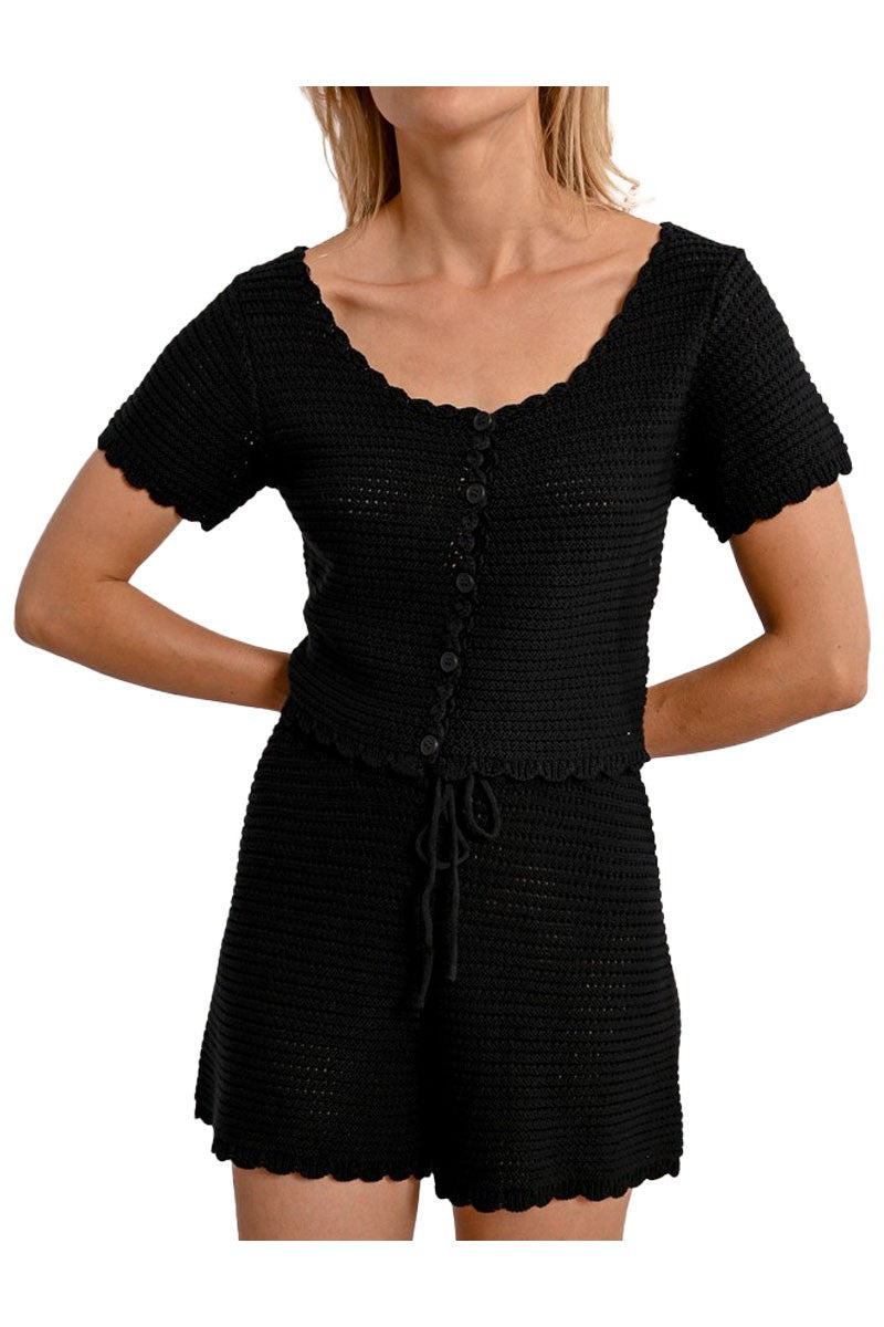 MOLLY BRACKEN cardigan donna cropped crochet N213DE 55% cotone 45% acrilico