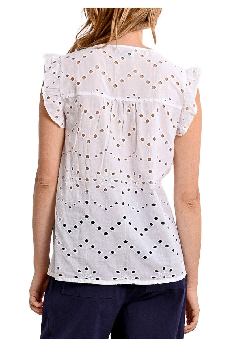 MOLLY BRACKEN blusa donna sangallo bianco Z580DE 100% cotone