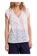 MOLLY BRACKEN blusa donna sangallo bianco Z580DE 100% cotone