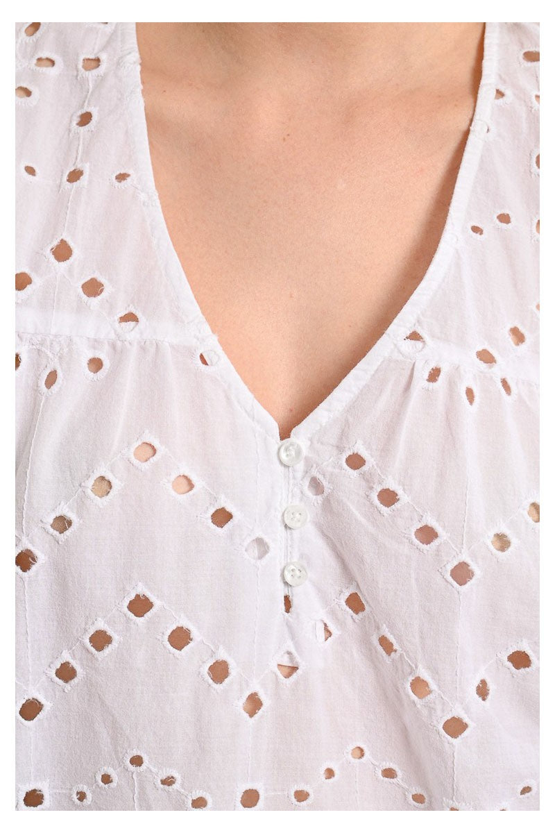 MOLLY BRACKEN blusa donna sangallo bianco Z580DE 100% cotone