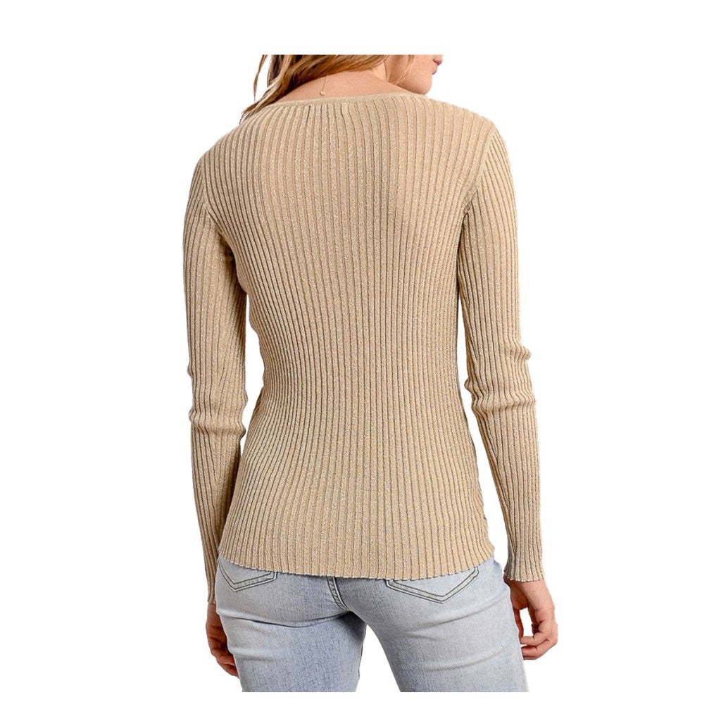 MOLLY BRACKEN cardigan donna beige/oro E1337DP 75% viscosa 16% poliestere 9% fibra metallica