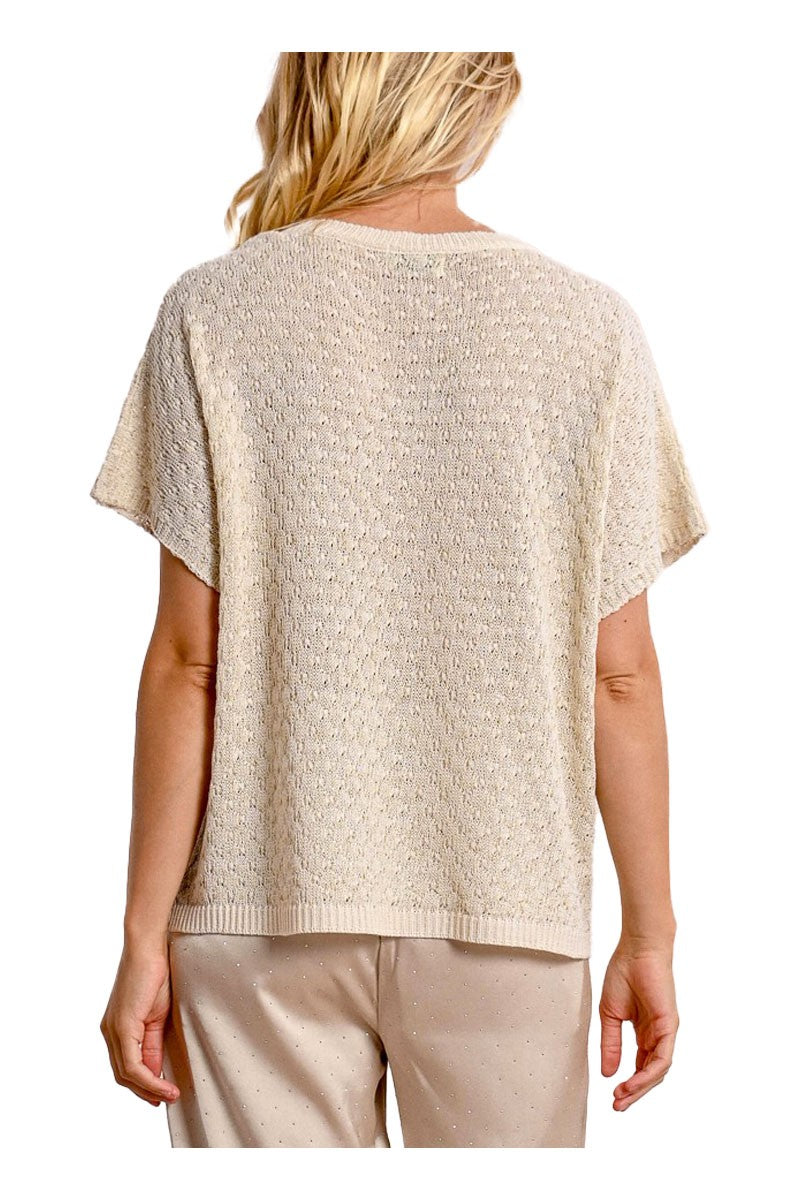 MOLLY BRACKEN maglia donna operata a scatoletta beige LA1729DP 100% poliestere
