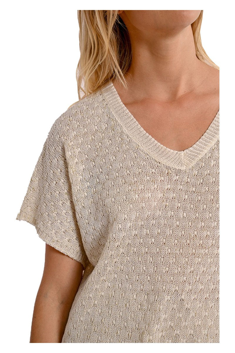 MOLLY BRACKEN maglia donna operata a scatoletta beige LA1729DP 100% poliestere