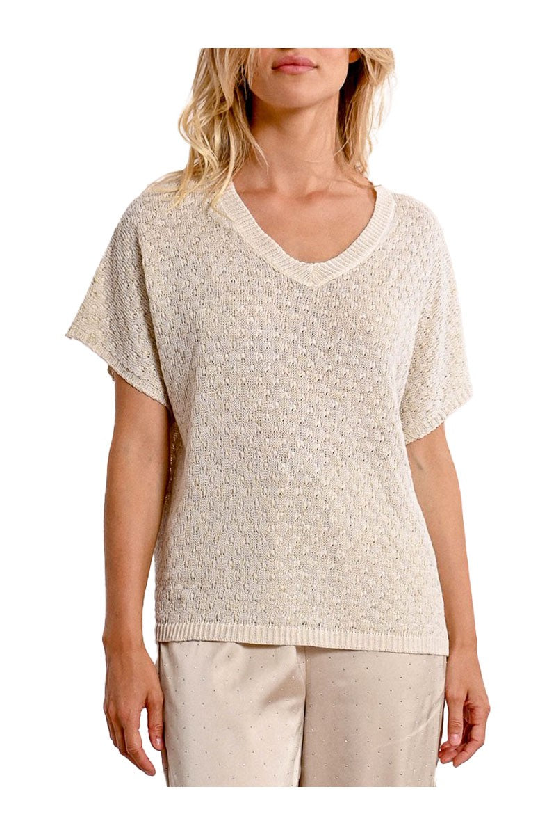 MOLLY BRACKEN maglia donna operata a scatoletta beige LA1729DP 100% poliestere