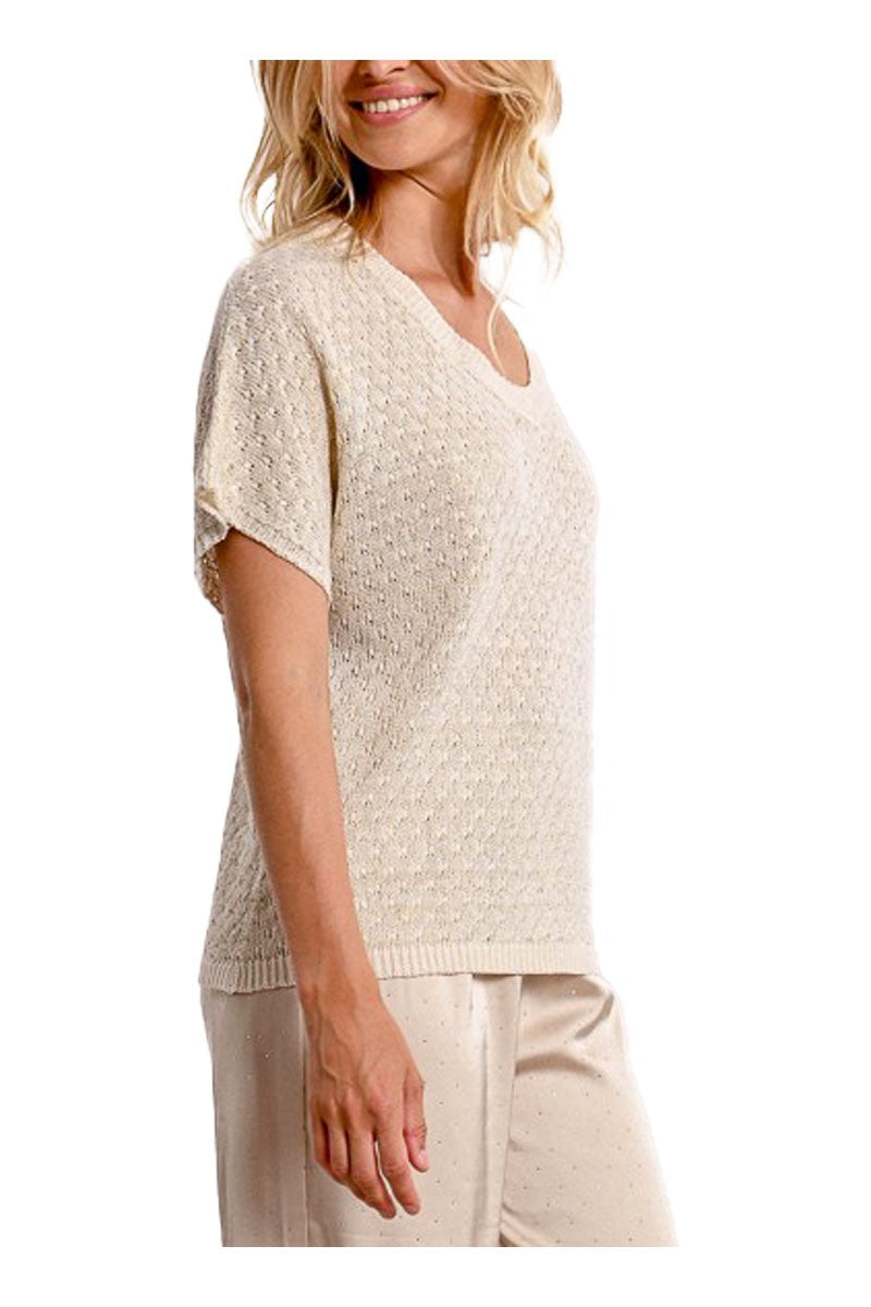 MOLLY BRACKEN maglia donna operata a scatoletta beige LA1729DP 100% poliestere