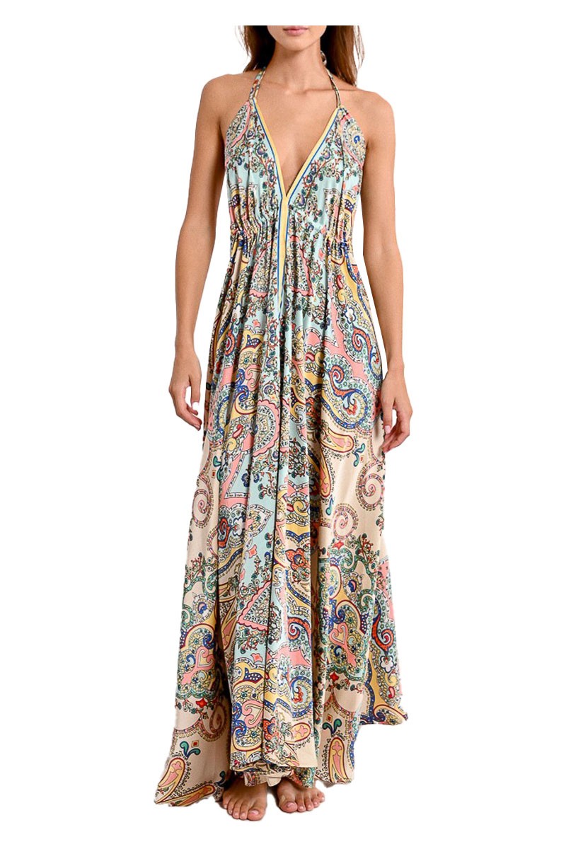 MOLLY BRACKEN abito donna lungo multicolor LAB151DE 100% poliestere