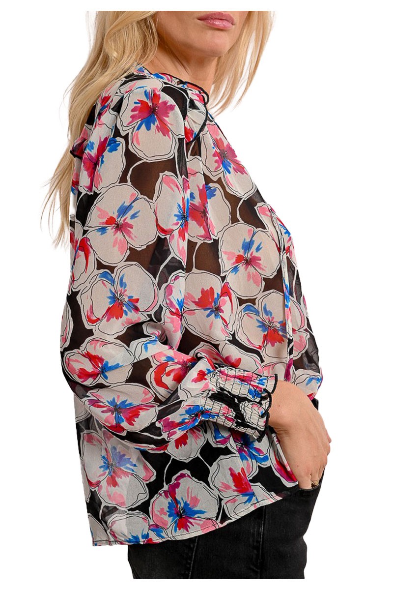 MOLLY BRACKEN camicia donna fantasia nero multicolor T1985DP 100% poliestere riciclato