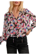 MOLLY BRACKEN camicia donna fantasia nero multicolor T1985DP 100% poliestere riciclato