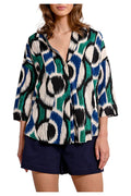 MOLLY BRACKEN blusa donna oversize stampa blu/verde/panna N291DP