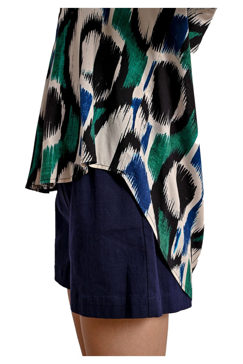 MOLLY BRACKEN blusa donna oversize stampa blu/verde/panna N291DP