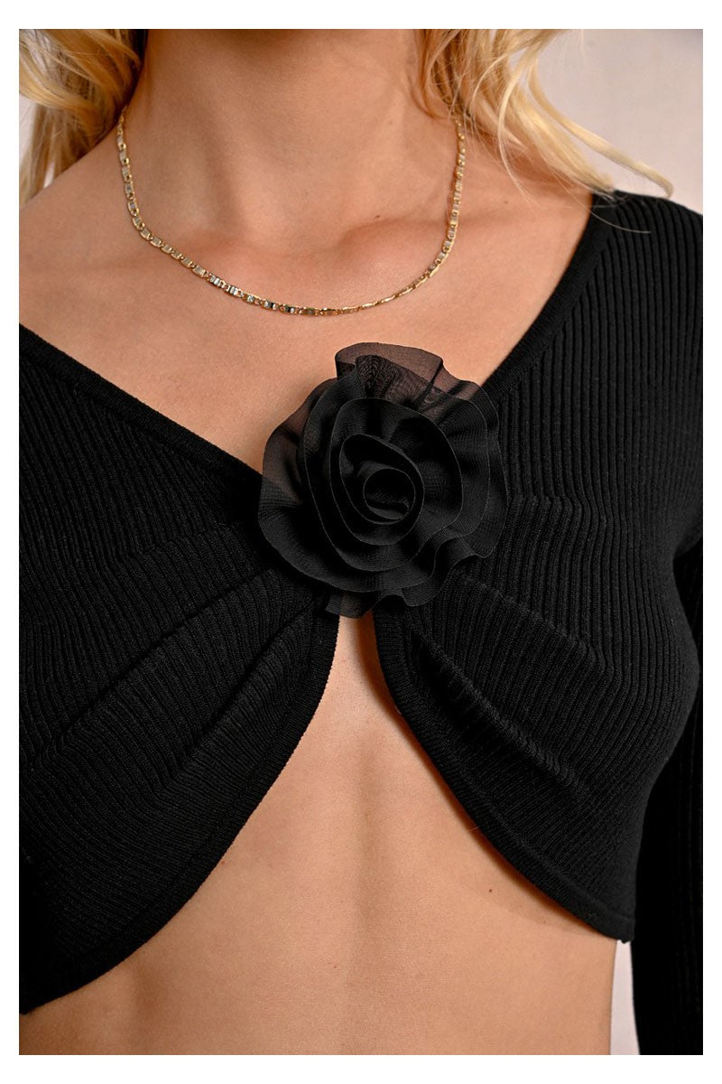 MOLLY BRACKEN bolero corto donna con fiore applicato E1727DP 72% viscosa 28% poliestere