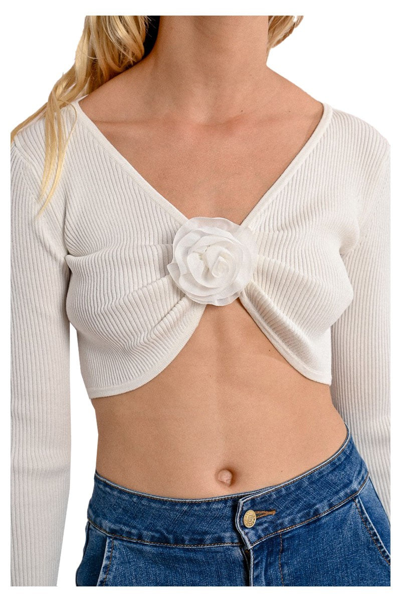MOLLY BRACKEN bolero corto donna con fiore applicato E1727DP 72% viscosa 28% poliestere