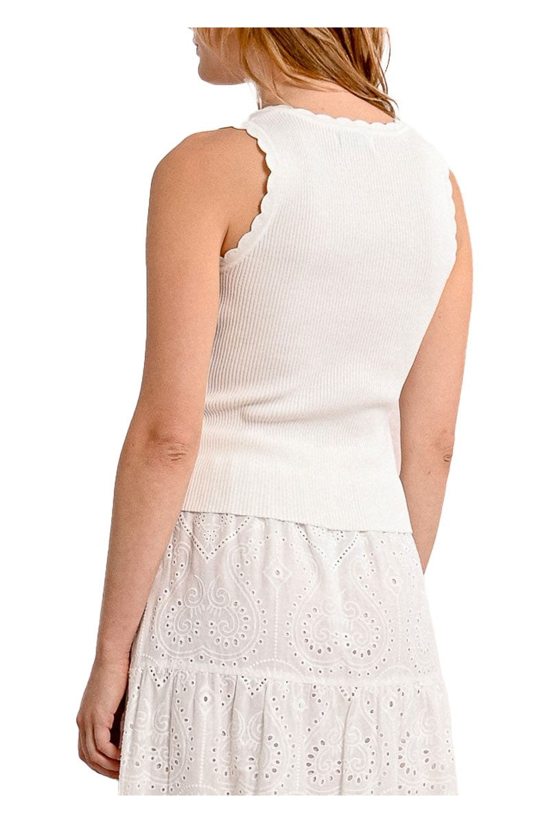 MOLLY BRACKEN canotta donna a costine con bordi pizzo E1733DP 68% viscosa 32% poliammide