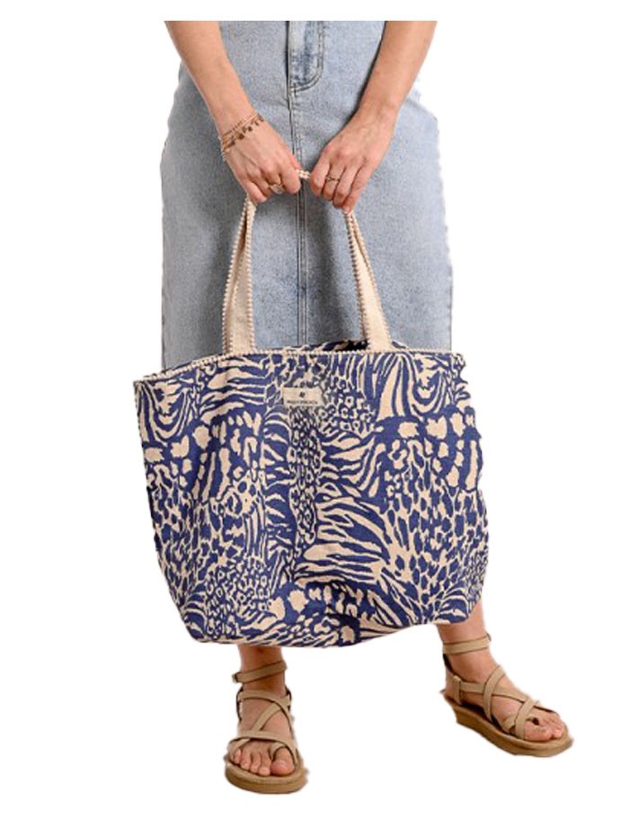 MOLLY BRACKEN borsa donna tessuto stampa animalier blu ZA66ADE 100% cotone