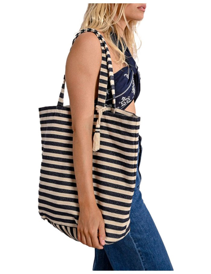 MOLLY BRACKEN borsa donna tessuto misto cotone righe blu/avorio ZA63DE