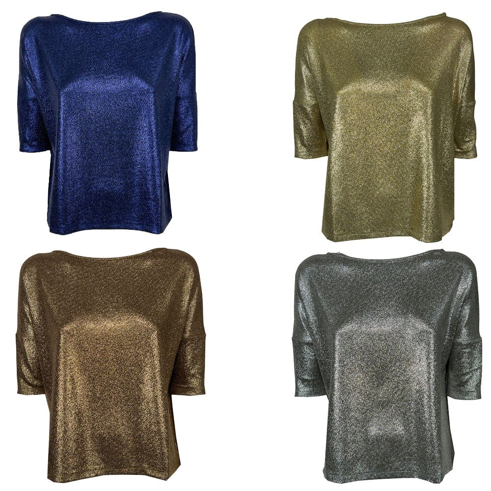 ORIMUSI maglia donna laminata a scatola DATURA MADE IN ITALY