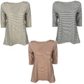 ORIMUSI t-shirt donna svasata righe piccole CAMELIA MADE IN ITALY