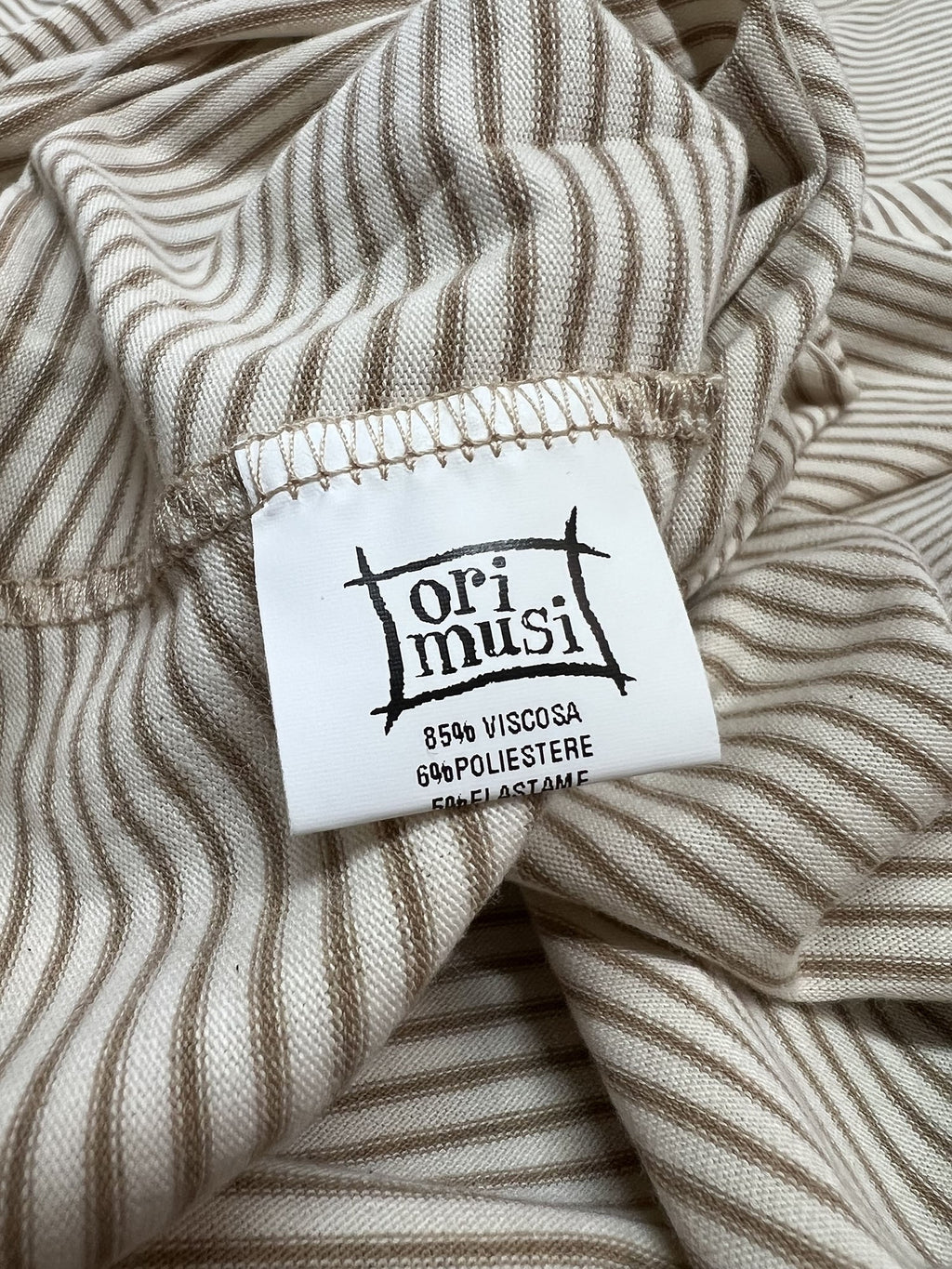 ORIMUSI t-shirt donna svasata righe piccole CAMELIA MADE IN ITALY