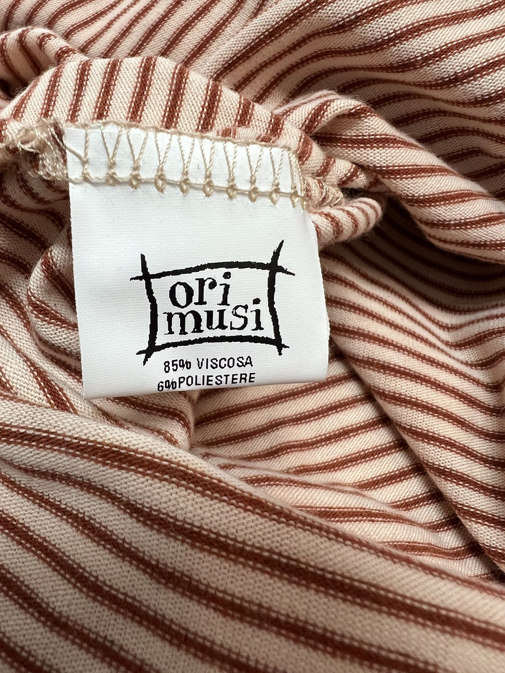 ORIMUSI t-shirt donna svasata righe piccole CAMELIA MADE IN ITALY