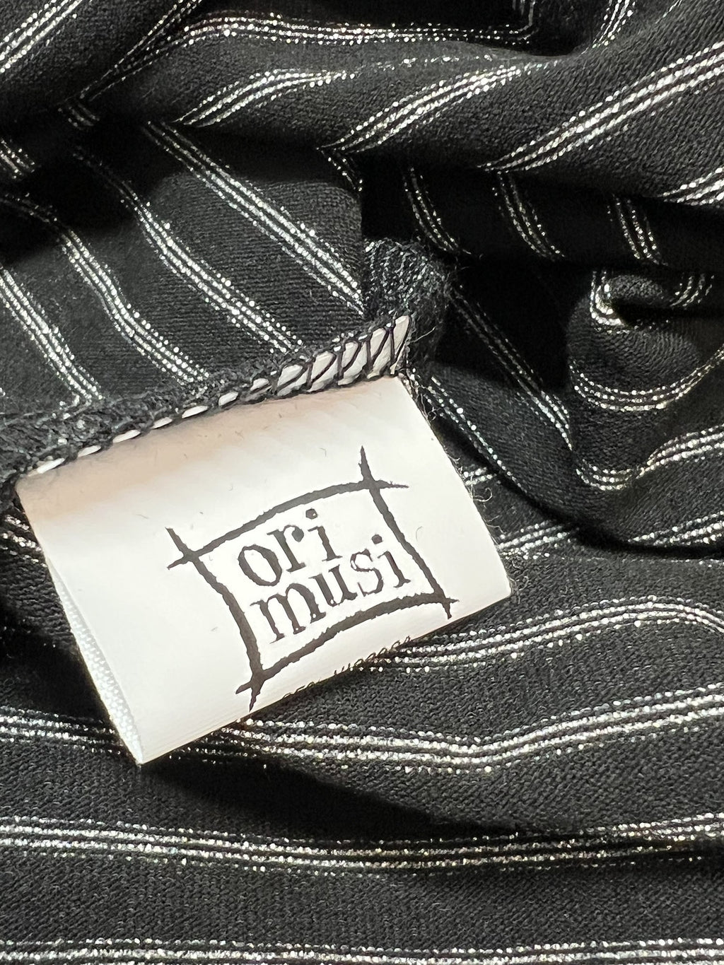 ORIMUSI t-shirt donna svasata a righe piccole CAMELIA LUREX MADE IN ITALY