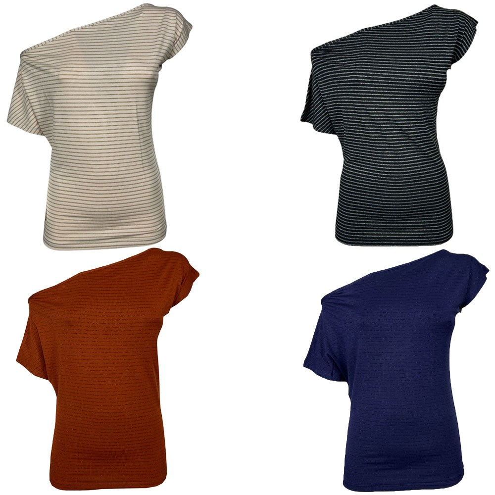 ORIMUSI t-shirt donna righe piccole lurex CARDO LUREX MADE IN ITALY