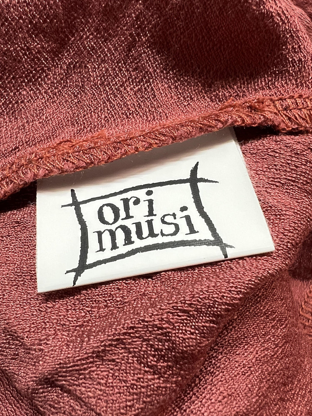 ORIMUSI abito donna lungo tessuto goffrato mattone svasato NARCISO MADE IN ITALY