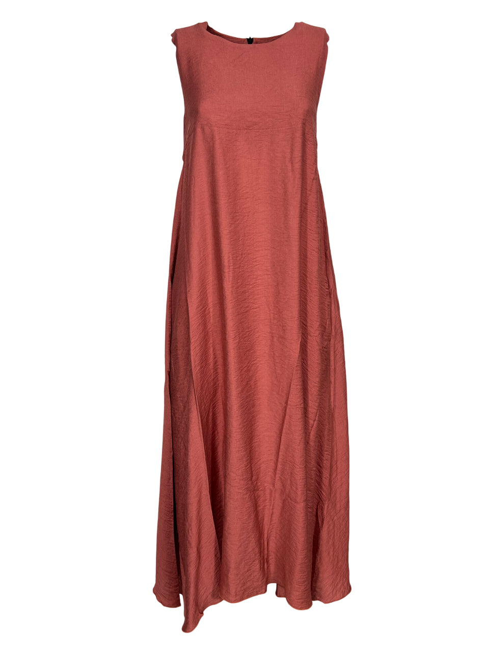 ORIMUSI abito donna lungo tessuto goffrato mattone svasato NARCISO MADE IN ITALY
