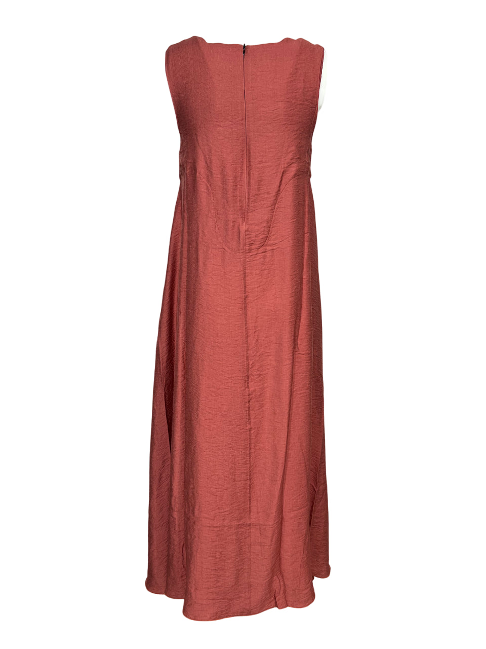 ORIMUSI abito donna lungo tessuto goffrato mattone svasato NARCISO MADE IN ITALY
