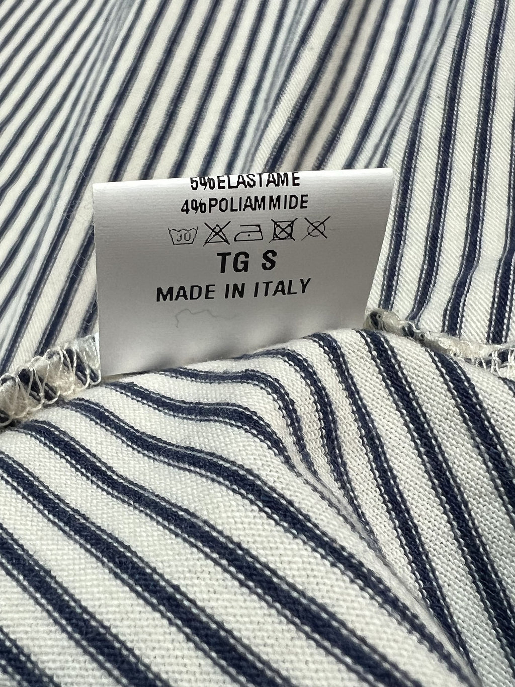 ORIMUSI abito donna lungo svasato righe ecru/blu CACAO MADE IN ITALY