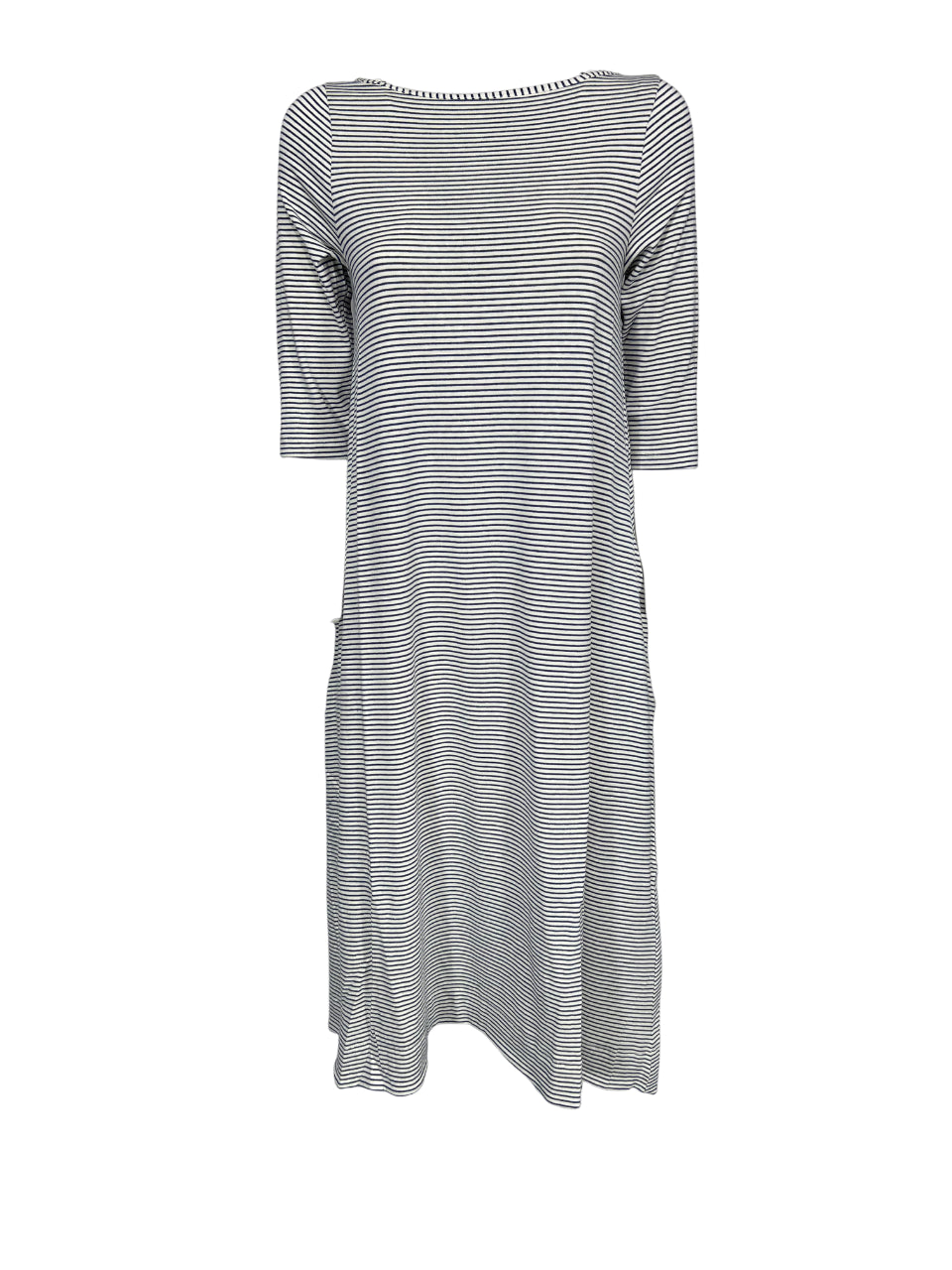 ORIMUSI abito donna lungo svasato righe ecru/blu CACAO MADE IN ITALY