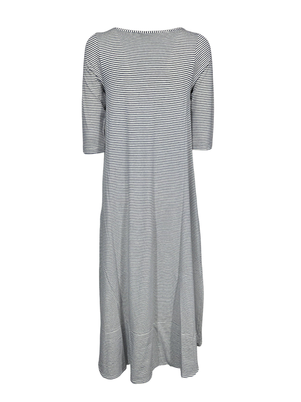 ORIMUSI abito donna lungo svasato righe ecru/blu CACAO MADE IN ITALY