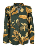 4.10 by BottegaChilometriZero camicia donna fantasia piante militare/cuoio DD25214 E53 MADE IN ITALY
