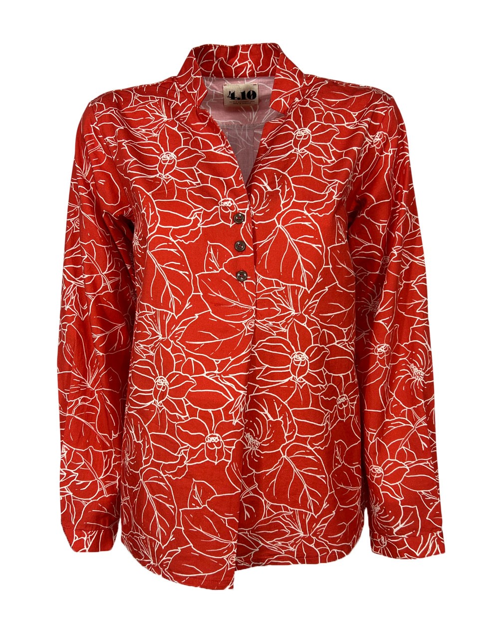 4.10 by BottegaChilometriZero camicia donna fantasia flori rosso/bianco DD25214 E57 MADE IN ITALY