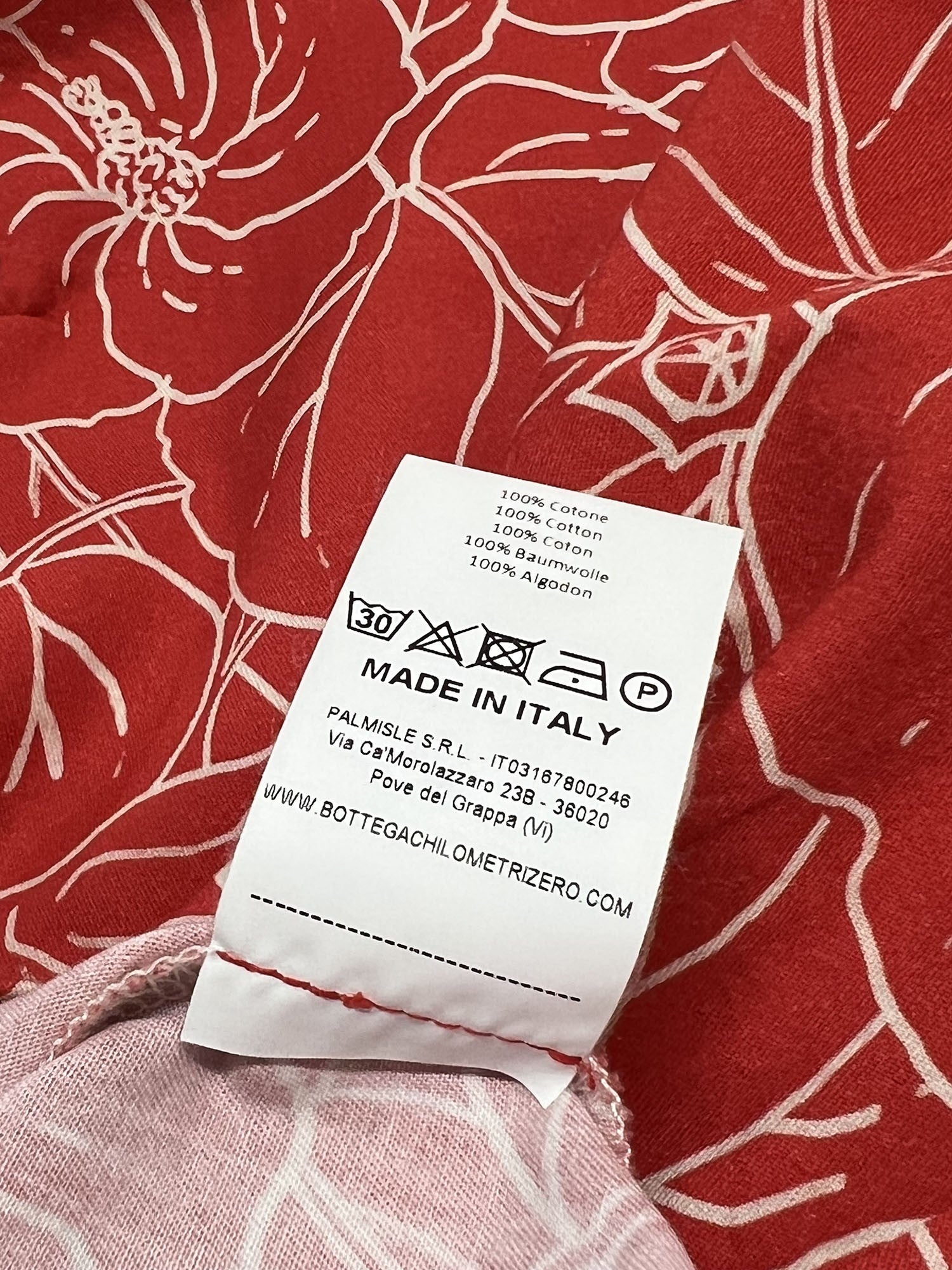 4.10 by BottegaChilometriZero camicia donna fantasia flori rosso/bianco DD25214 E57 MADE IN ITALY