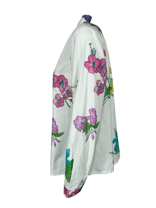 4.10 by BottegaChilometriZero camicia donna fantasia floreale bianco/multicolor DD25214 E58 MADE IN ITALY